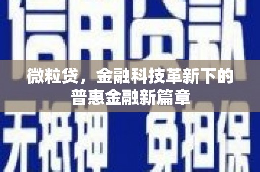 绿园微粒贷，金融科技革新下的普惠金融新篇章