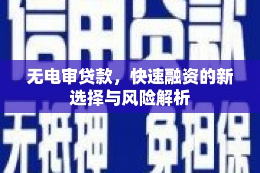 绿园无电审贷款，快速融资的新选择与风险解析