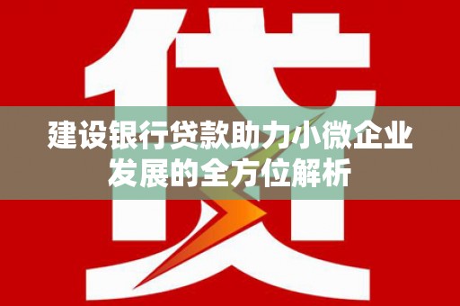 绿园建设银行贷款助力小微企业发展的全方位解析